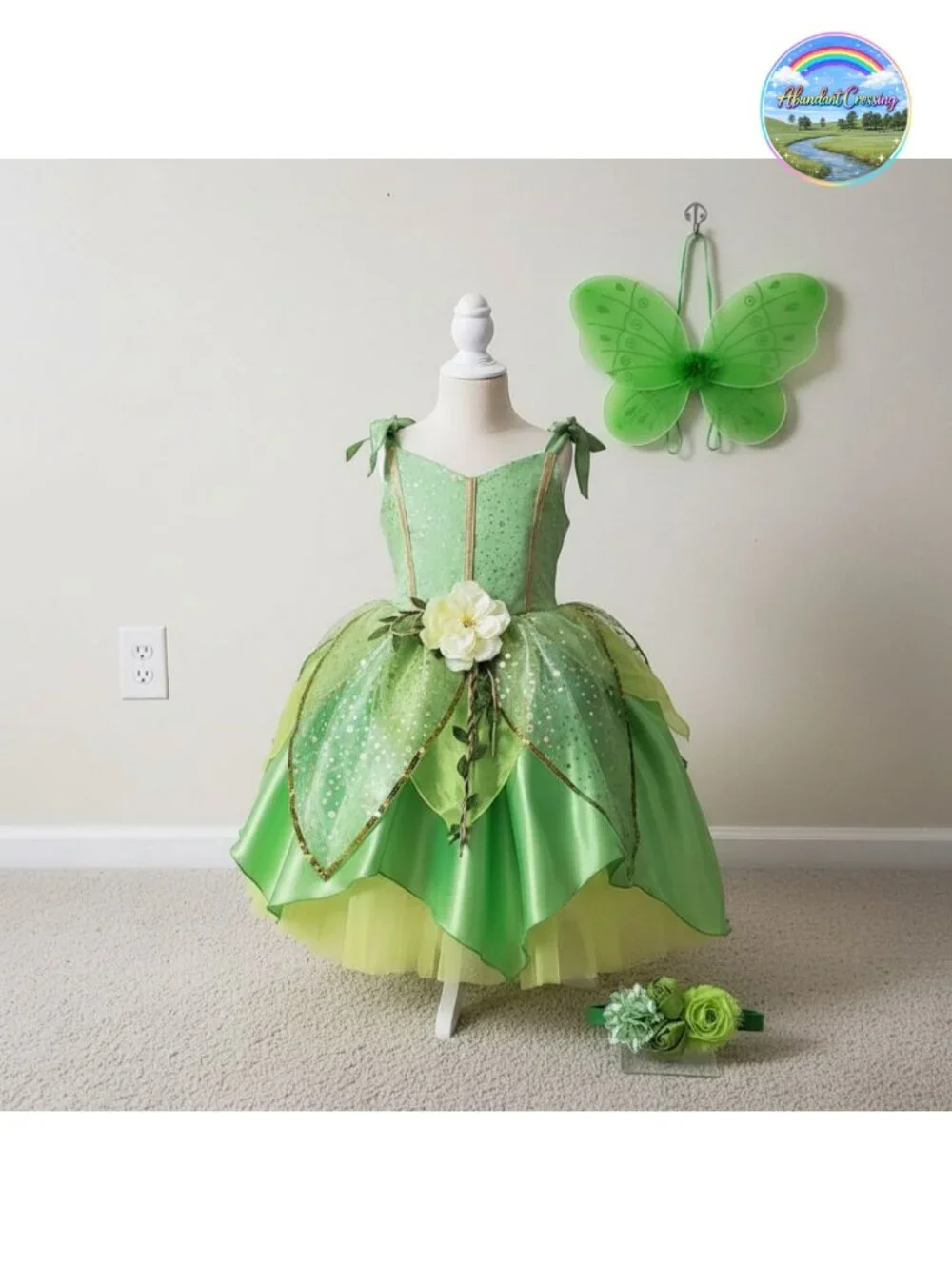 Girls Princess Costume Dress Up Set Tutu Wings Headband Halloween Birthday